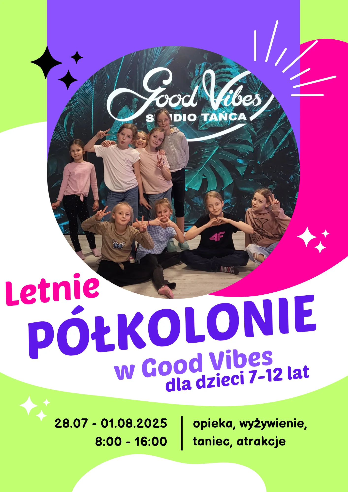 Plakat: Letnie Półkolonie z Good Vibes