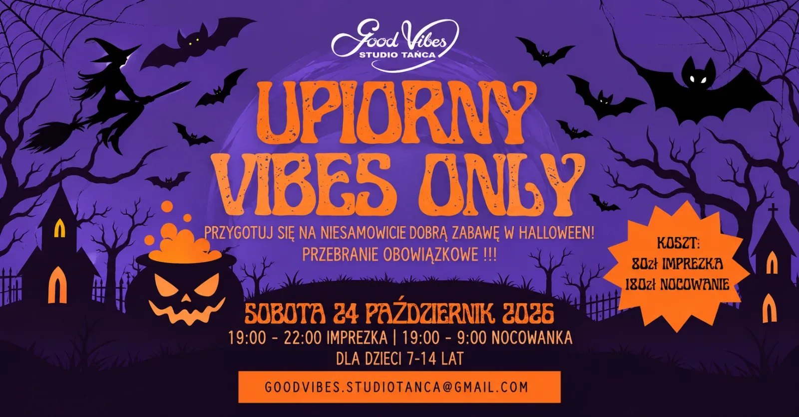 Plakat: HALLOWEEN PARTY DLA DZIECI i MŁODZIEŻY