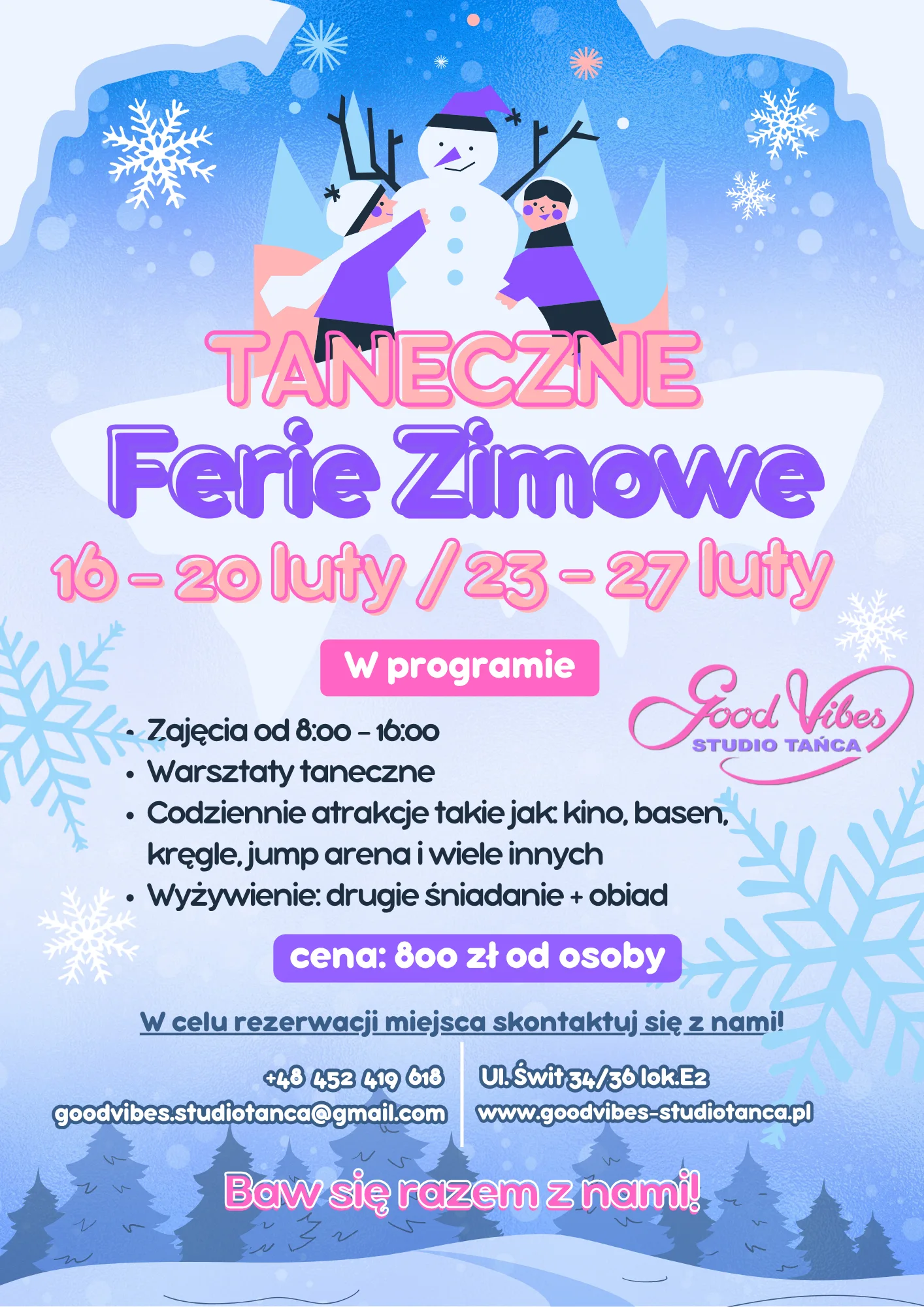 Plakat: TANECZNE FERIE ZIMOWE Z GOOD VIBES
